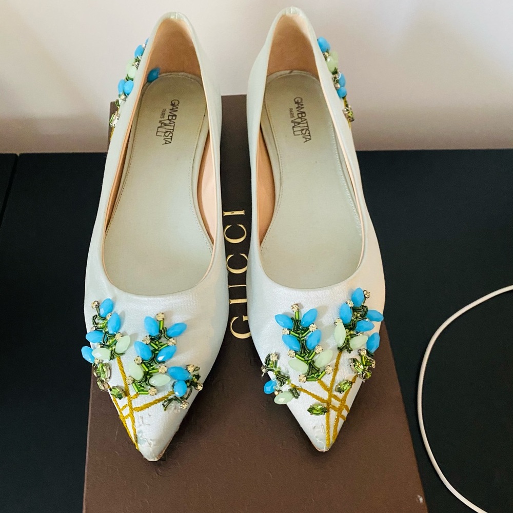 Giambattista Valli Jeweled Silk Flats - SZ 7.5